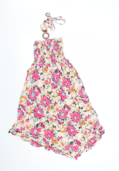 Preworn Womens Multicoloured Floral Polyester A-Line Size 6 Halter Pullover