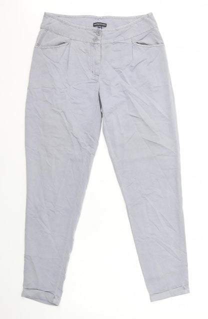 Warehouse Womens Grey Viscose Capri Trousers Size 10 L29 in Regular Zip