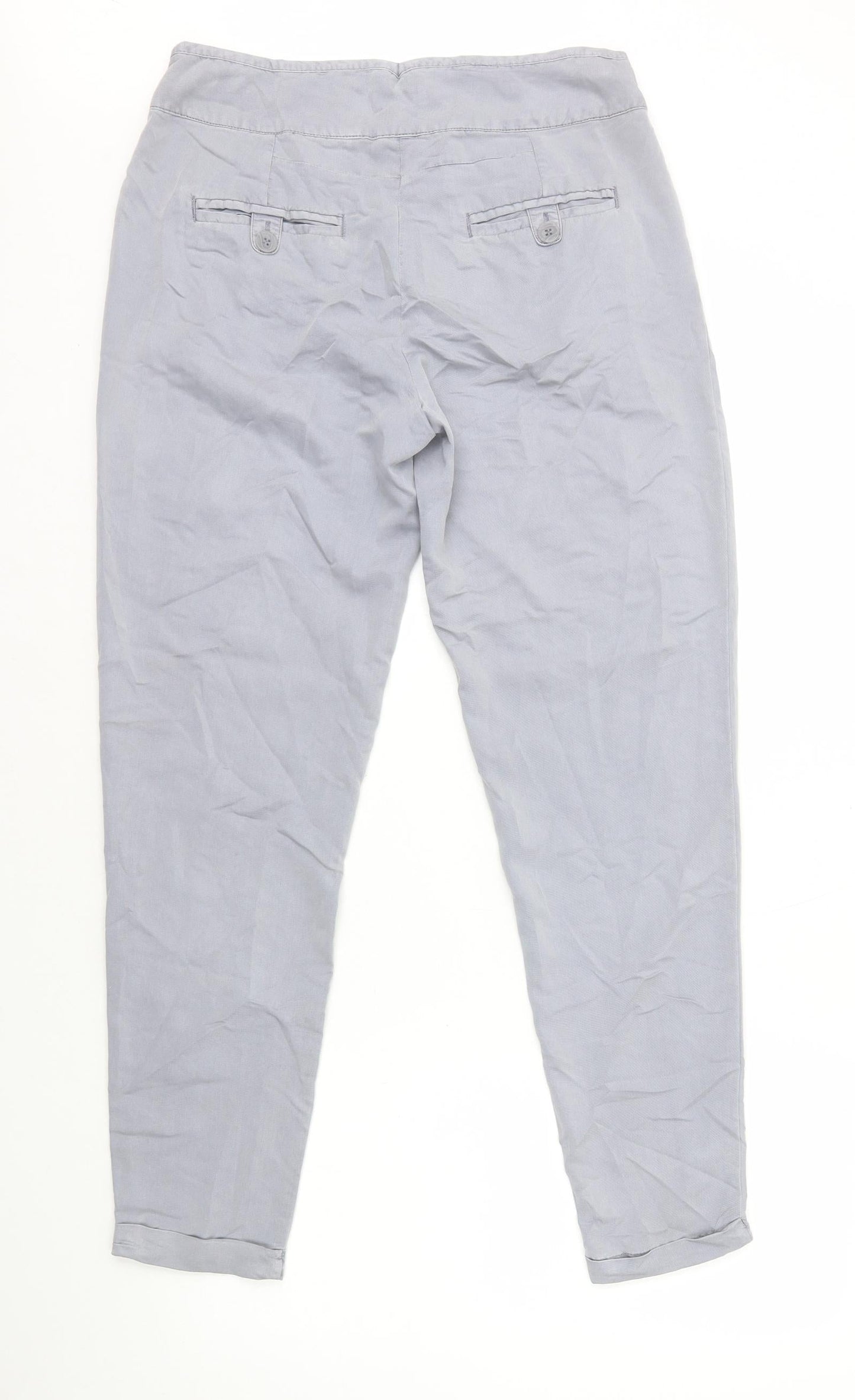 Warehouse Womens Grey Viscose Capri Trousers Size 10 L29 in Regular Zip