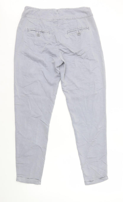 Warehouse Womens Grey Viscose Capri Trousers Size 10 L29 in Regular Zip