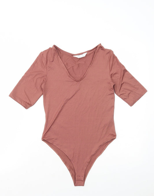 Primark Womens Brown Polyamide Bodysuit One-Piece Size S Snap