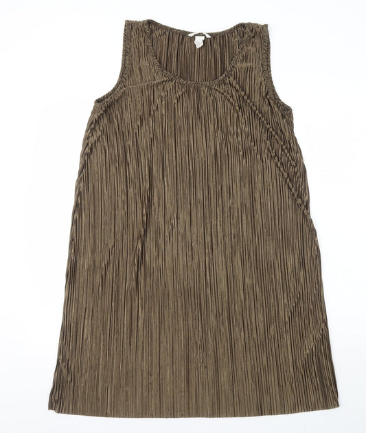 H&M Womens Brown Polyester Shift Size M Scoop Neck Pullover