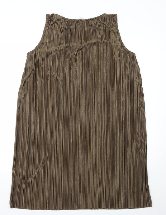 H&M Womens Brown Polyester Shift Size M Scoop Neck Pullover