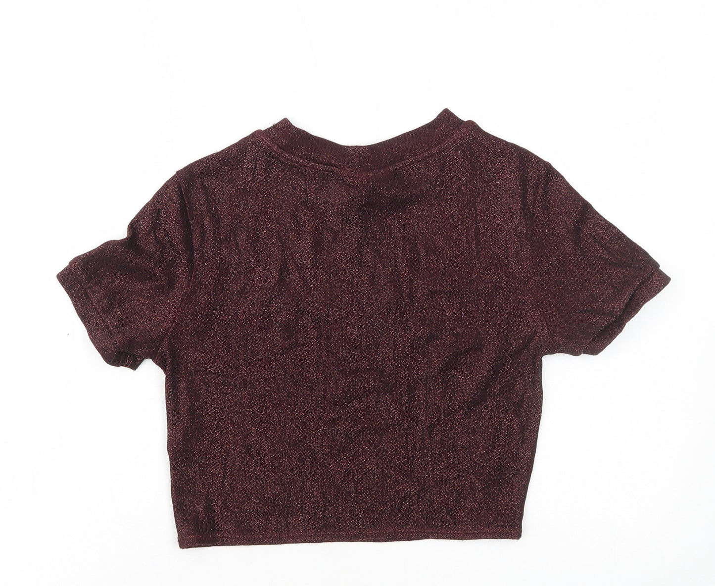 Womens UK Size 10 Topshop Red Cropped T-Shirt