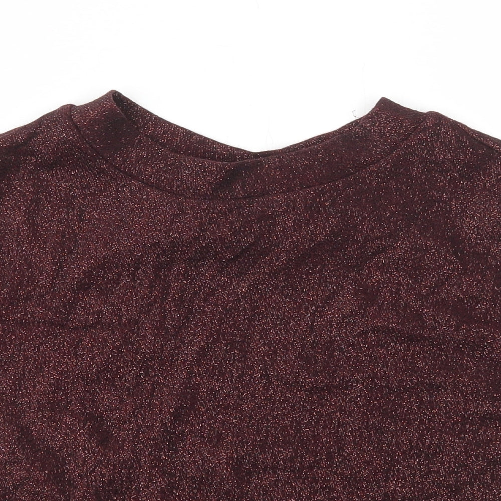 Womens UK Size 10 Topshop Red Cropped T-Shirt