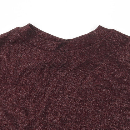 Womens UK Size 10 Topshop Red Cropped T-Shirt
