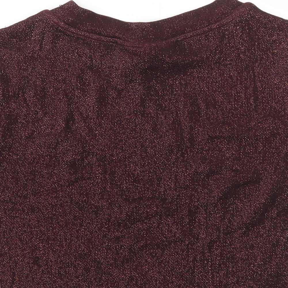 Womens UK Size 10 Topshop Red Cropped T-Shirt