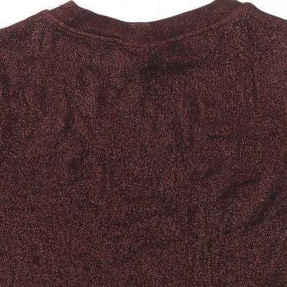 Womens UK Size 10 Topshop Red Cropped T-Shirt