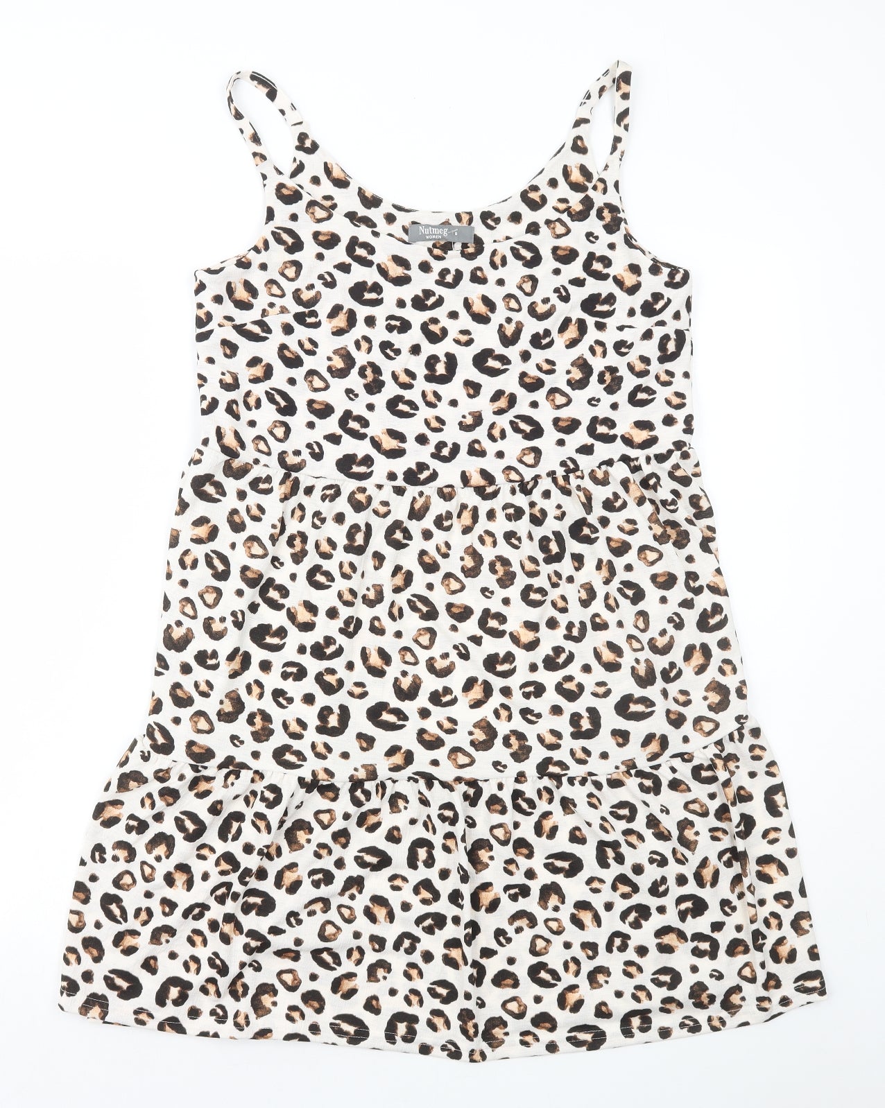 Nutmeg Womens Multicoloured Animal Print Polyester Tank Dress Size 8 Round Neck Pullover - Leopard Print
