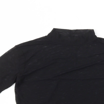 Light Before Dark Womens Black Nylon Cropped T-Shirt Size S High Neck