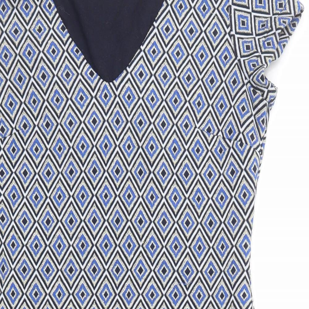 NEXT Womens Multicoloured Geometric Polyester Pencil Dress Size 10 V-Neck Pullover