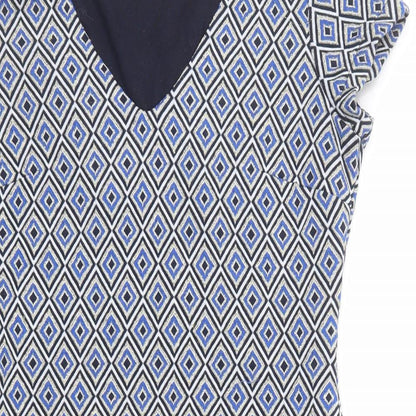NEXT Womens Multicoloured Geometric Polyester Pencil Dress Size 10 V-Neck Pullover