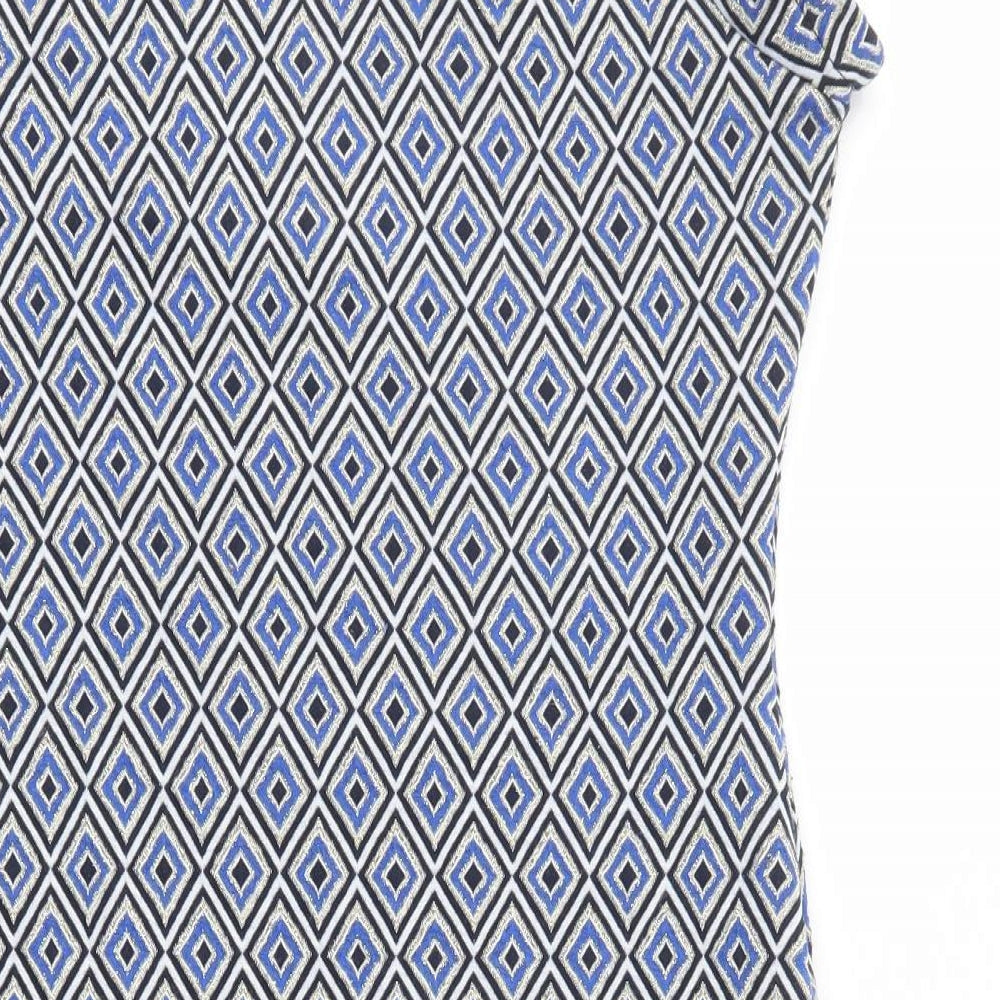 NEXT Womens Multicoloured Geometric Polyester Pencil Dress Size 10 V-Neck Pullover