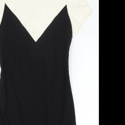 Oui Womens Black Colourblock Polyester Bodycon Size 10 Round Neck Zip