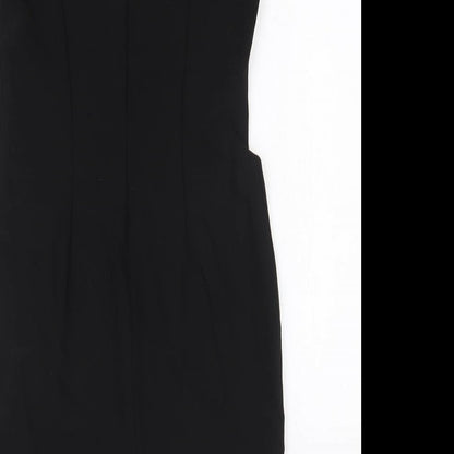 Oui Womens Black Colourblock Polyester Bodycon Size 10 Round Neck Zip