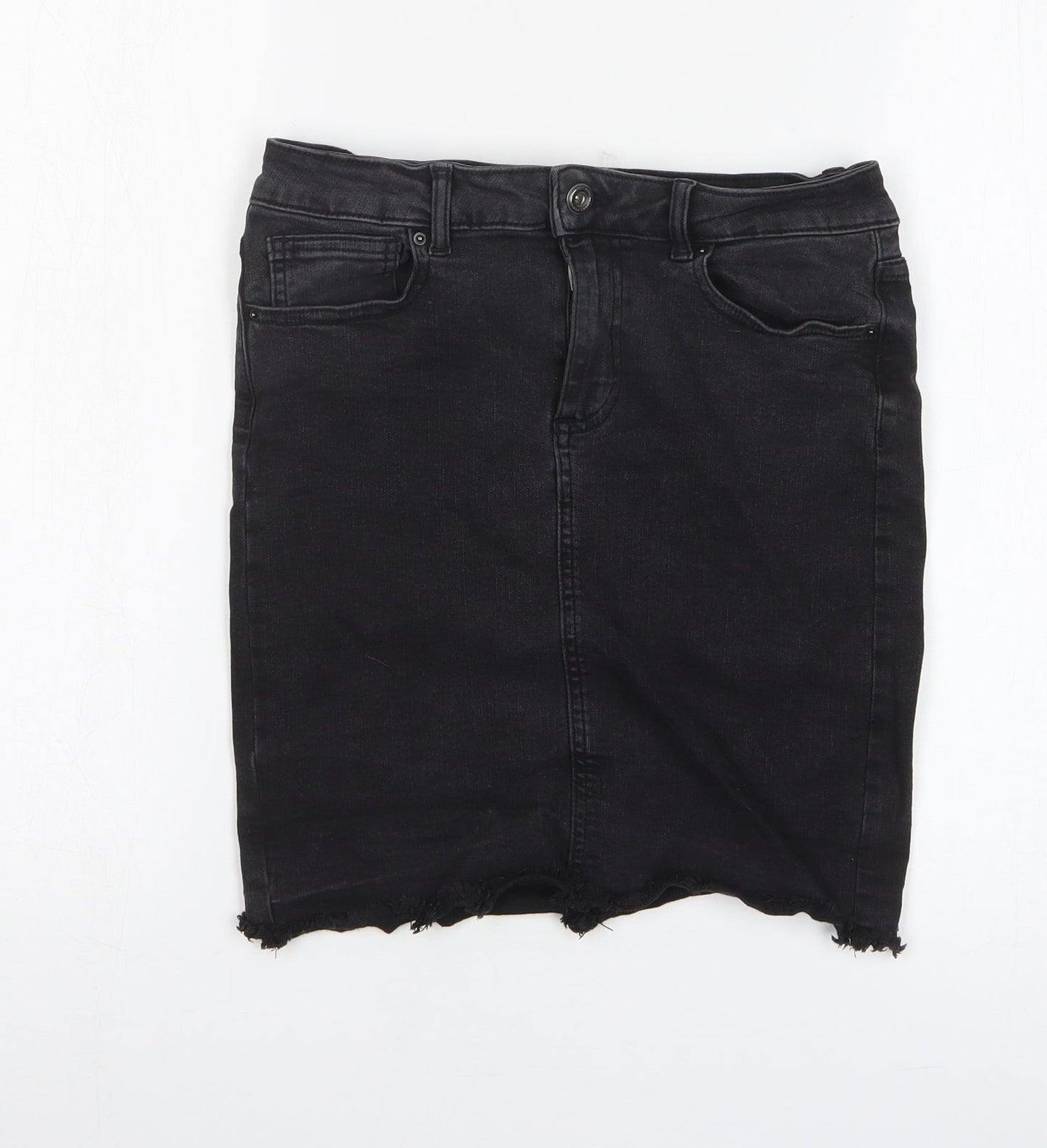 Pieces Womens Black Cotton Straight & Pencil Skirt Size M Zip