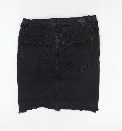 Pieces Womens Black Cotton Straight & Pencil Skirt Size M Zip