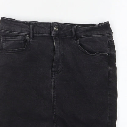 Pieces Womens Black Cotton Straight & Pencil Skirt Size M Zip