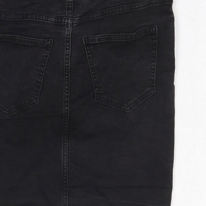 Pieces Womens Black Cotton Straight & Pencil Skirt Size M Zip