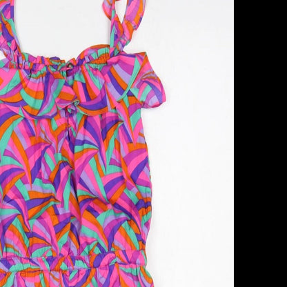 Preworn Womens Multicoloured Floral Polyester Fit & Flare Size XS Round Neck Pullover