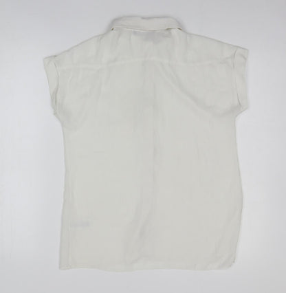 Atmosphere Womens White Polyester Basic Button-Up Size 10 Collared