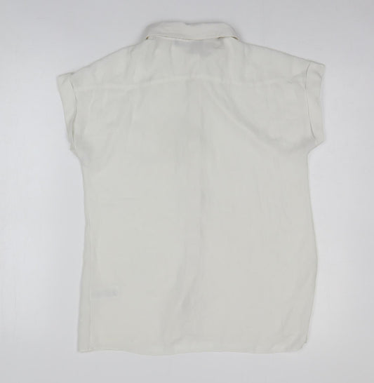 Atmosphere Womens White Polyester Basic Button-Up Size 10 Collared