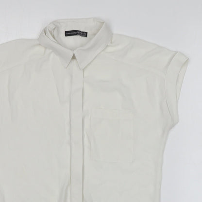 Atmosphere Womens White Polyester Basic Button-Up Size 10 Collared