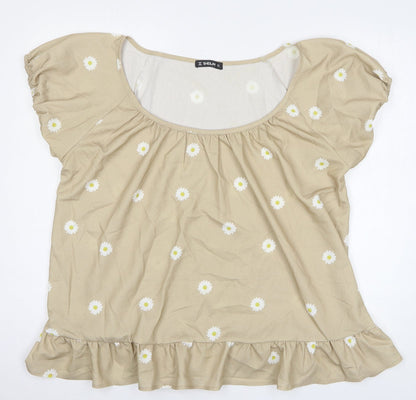 Womens UK Size L Sheilay Beige Basic Blouse