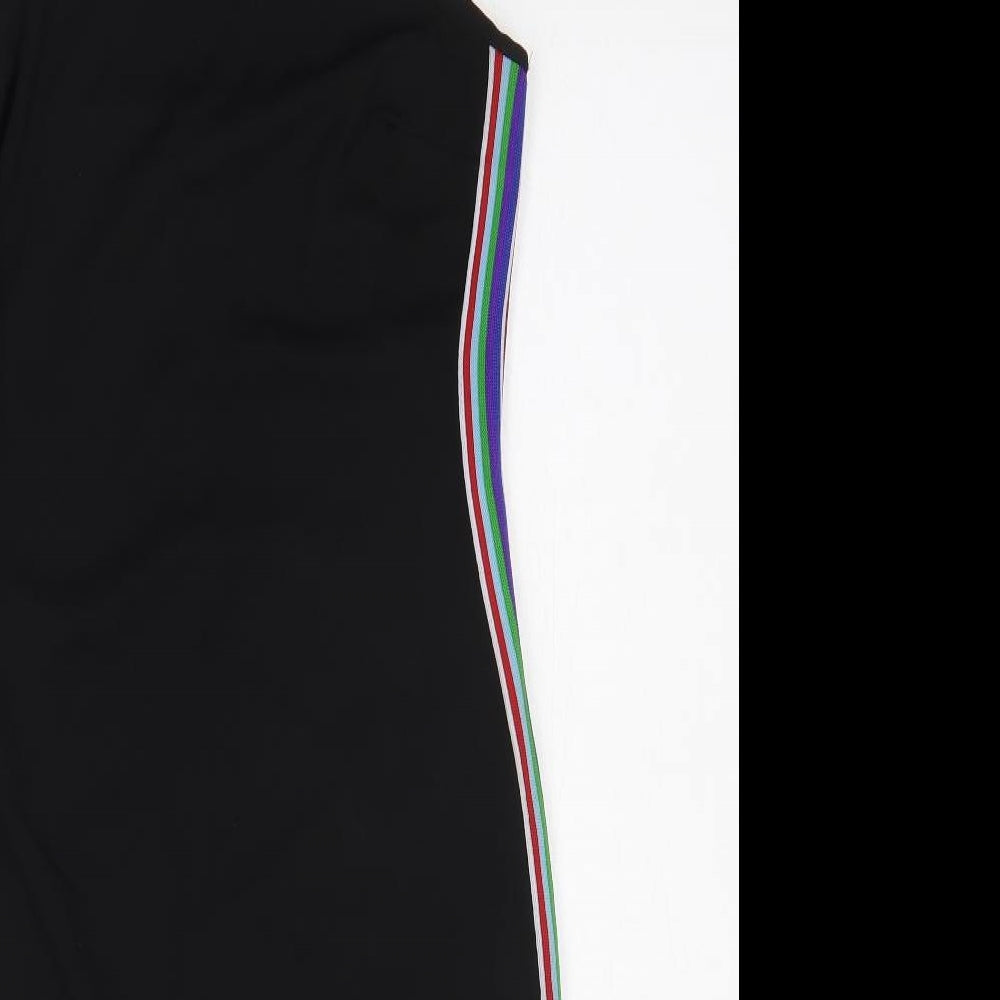 Ayanapa Womens Black Striped Polyester Bodycon Size 14 Halter Pullover