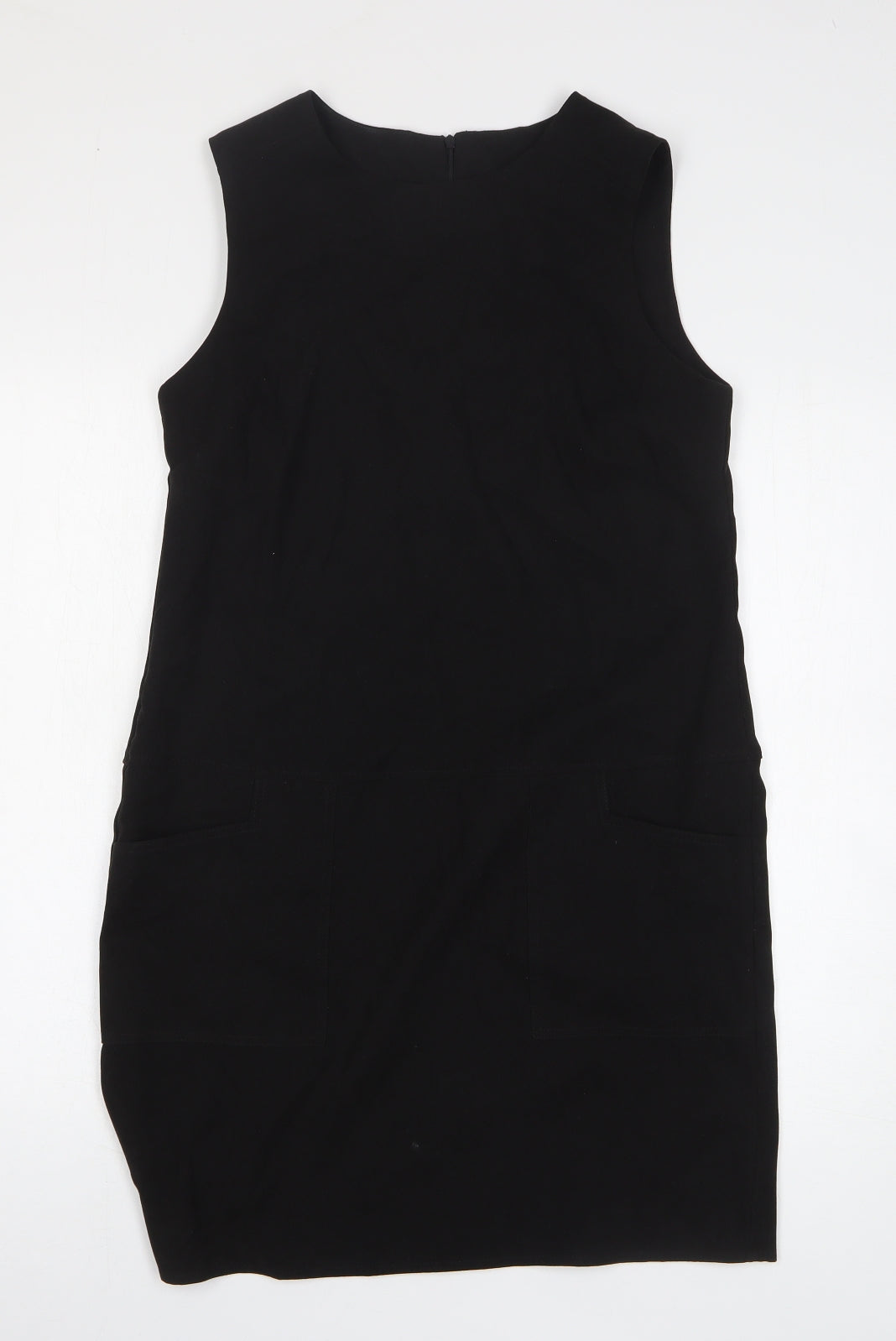 Peacocks Womens Black Polyester Tank Dress Size 10 Boat Neck Zip