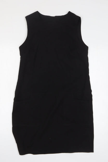 Peacocks Womens Black Polyester Tank Dress Size 10 Boat Neck Zip