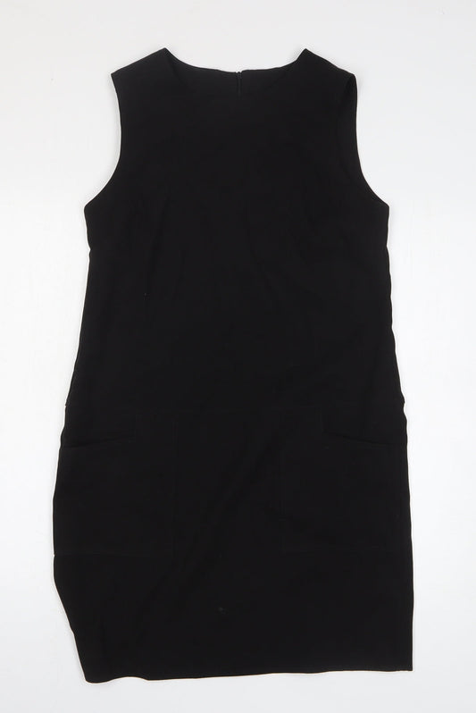 Peacocks Womens Black Polyester Tank Dress Size 10 Boat Neck Zip