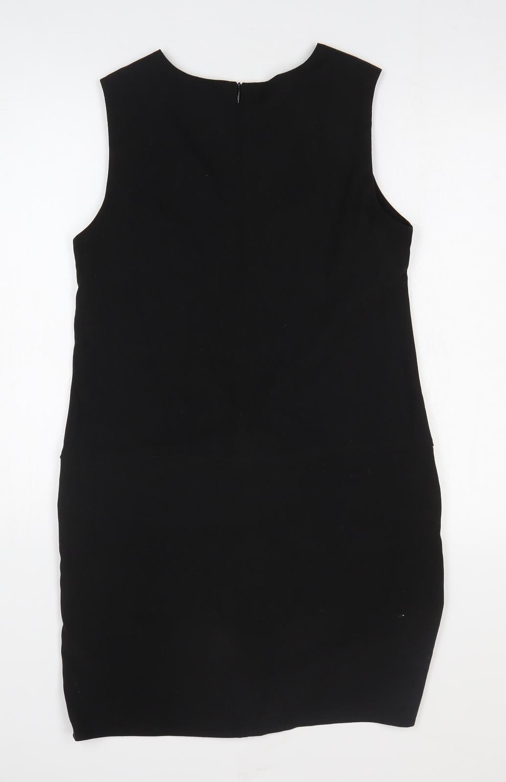 Peacocks Womens Black Polyester Tank Dress Size 10 Boat Neck Zip
