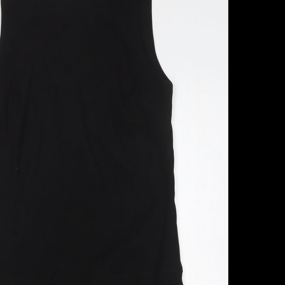 Peacocks Womens Black Polyester Tank Dress Size 10 Boat Neck Zip