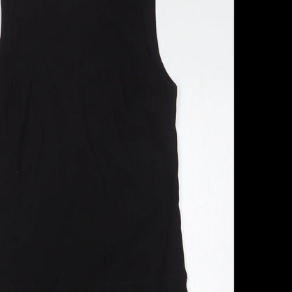 Peacocks Womens Black Polyester Tank Dress Size 10 Boat Neck Zip