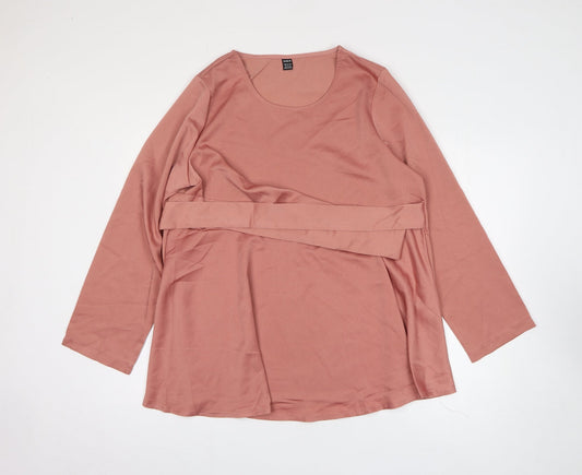SheIn Womens Pink Polyester A-Line Size XL Scoop Neck Pullover