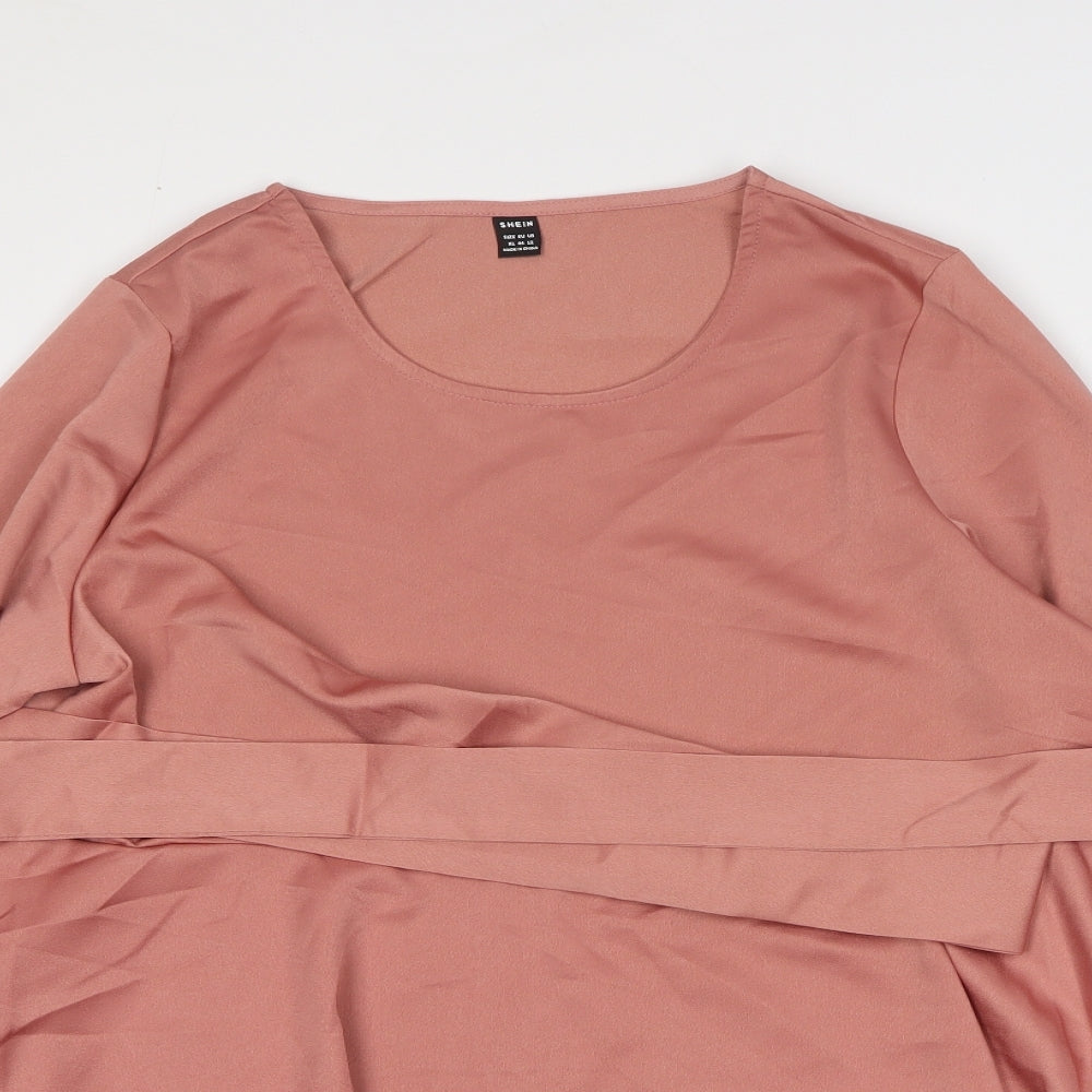 SheIn Womens Pink Polyester A-Line Size XL Scoop Neck Pullover