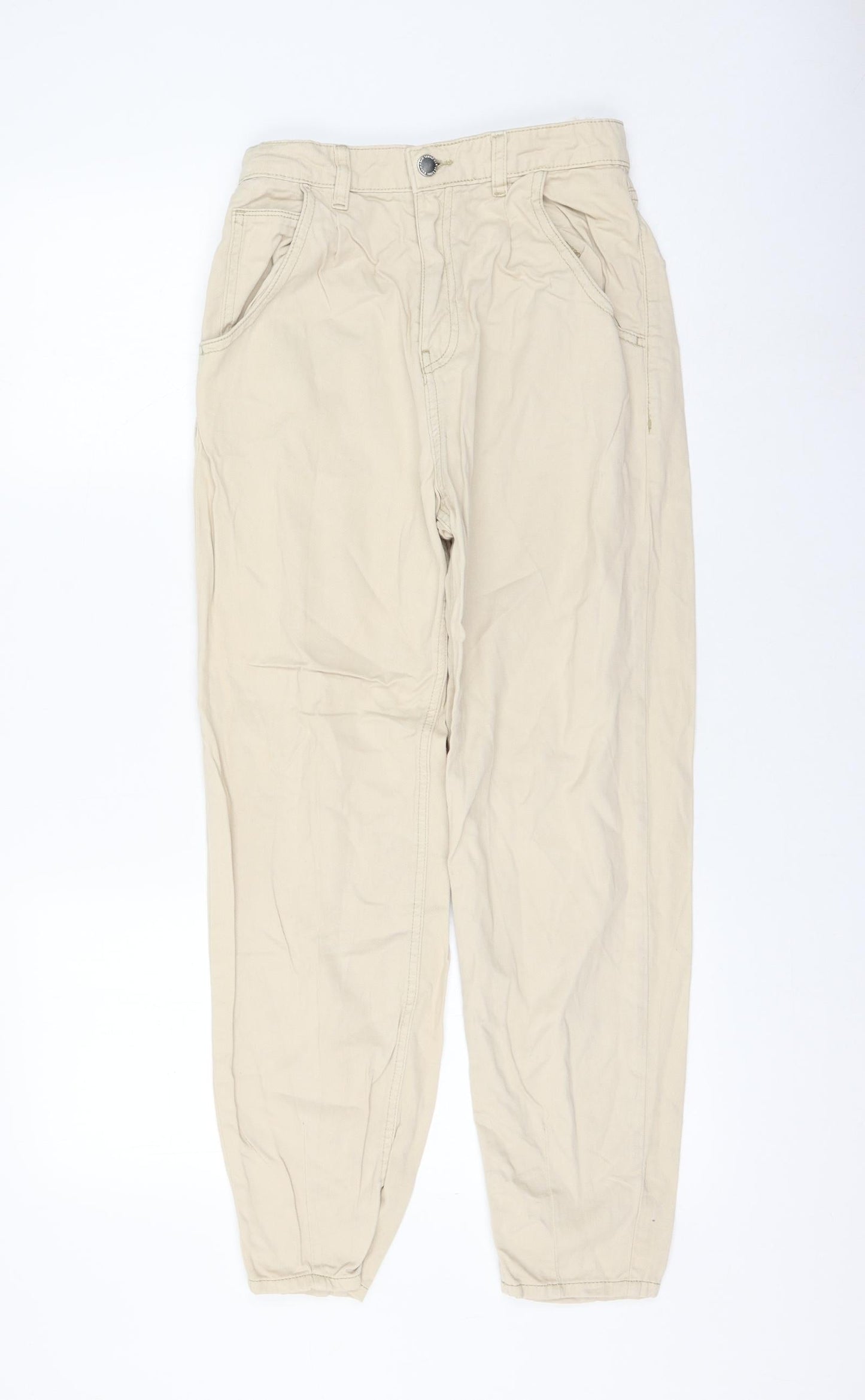 Womens UK Size 6 Stradivarius Regular Fit Chino Ivory Trousers