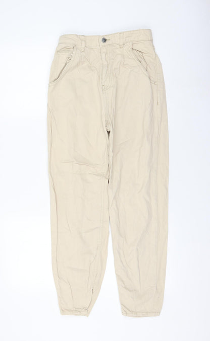 Womens UK Size 6 Stradivarius Regular Fit Chino Ivory Trousers