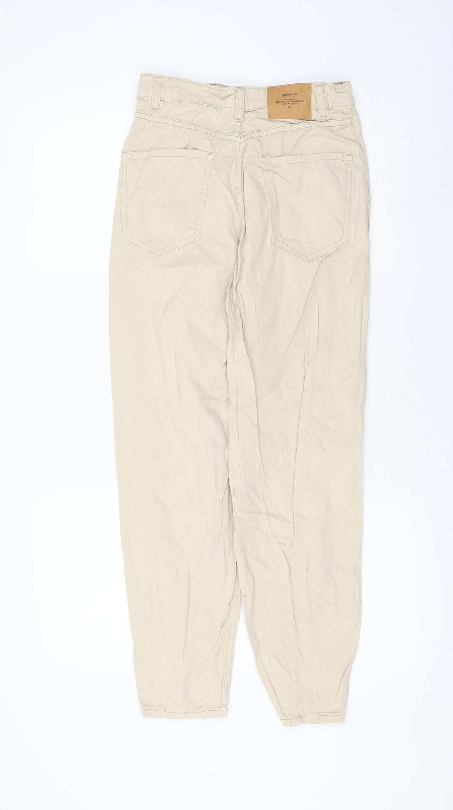 Womens UK Size 6 Stradivarius Regular Fit Chino Ivory Trousers