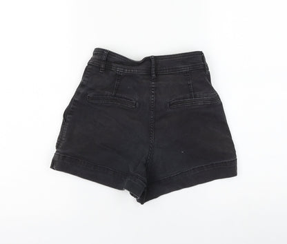 H&M Womens Black Cotton Hot Pants Shorts Size 8 L3 in Regular Zip