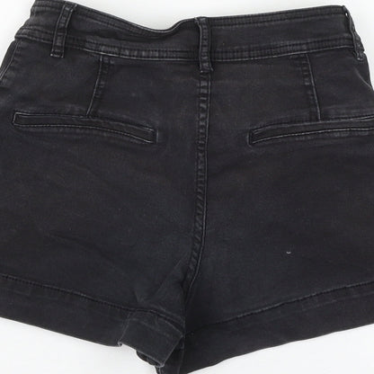 H&M Womens Black Cotton Hot Pants Shorts Size 8 L3 in Regular Zip