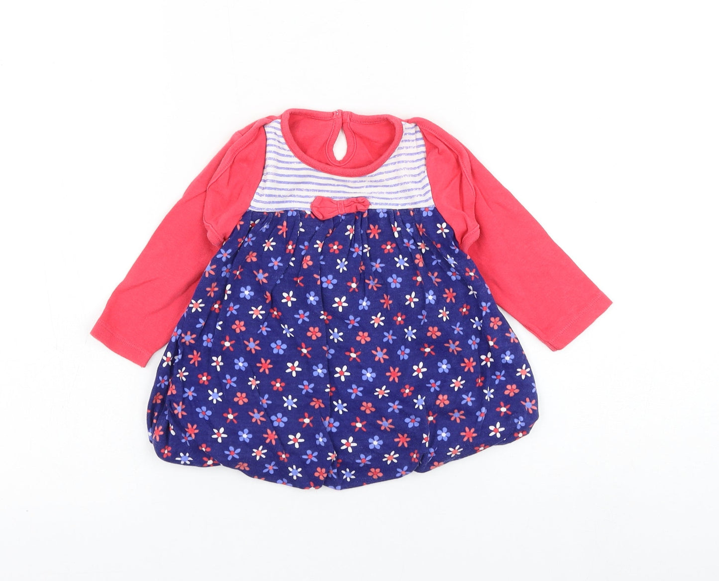 George Girls Multicoloured Floral Cotton Basic Blouse Size 6-9 Months Round Neck Button