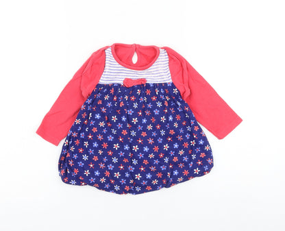 George Girls Multicoloured Floral Cotton Basic Blouse Size 6-9 Months Round Neck Button