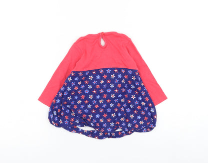 George Girls Multicoloured Floral Cotton Basic Blouse Size 6-9 Months Round Neck Button