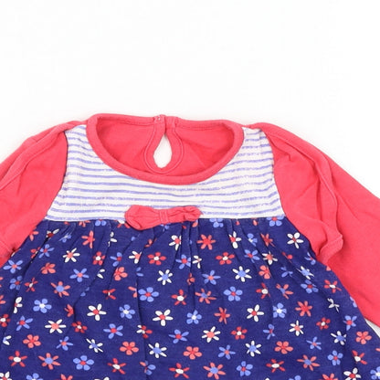 George Girls Multicoloured Floral Cotton Basic Blouse Size 6-9 Months Round Neck Button