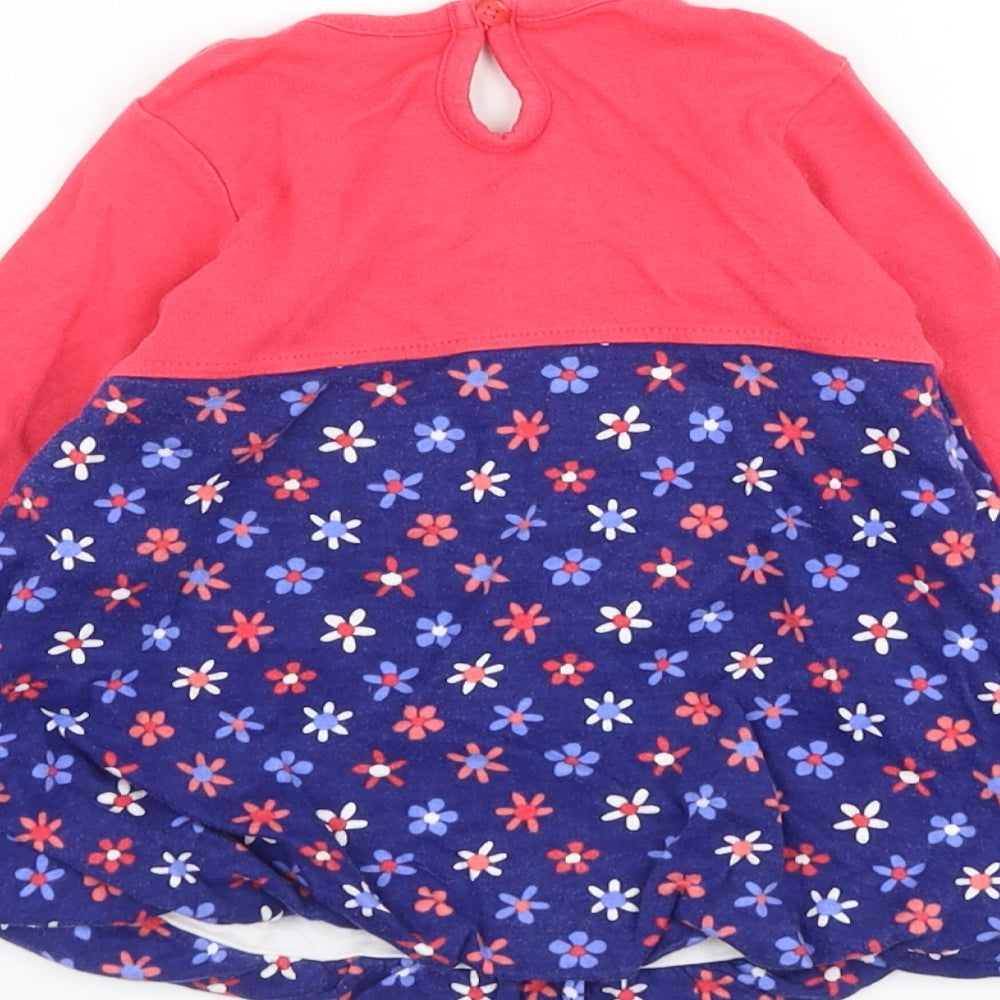 George Girls Multicoloured Floral Cotton Basic Blouse Size 6-9 Months Round Neck Button