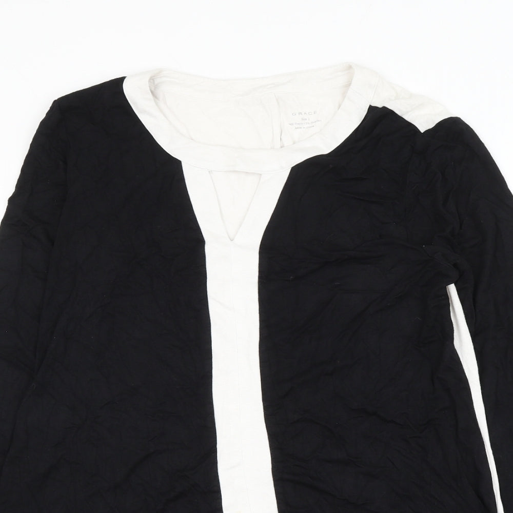 Womens UK Size L Grace Black Basic Blouse