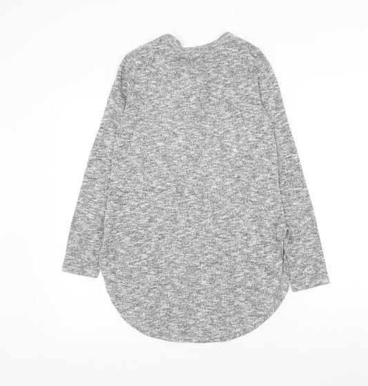 Primark Womens Grey Polyester Basic Blouse Size 10 V-Neck - Lace Up