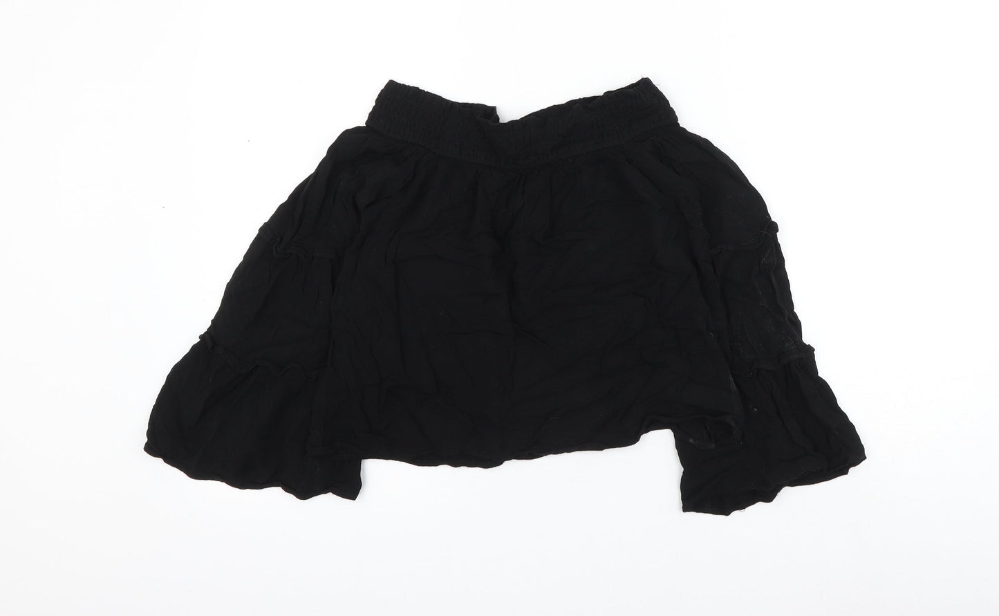 Primark Womens Black Viscose Basic Blouse Size 8 Round Neck